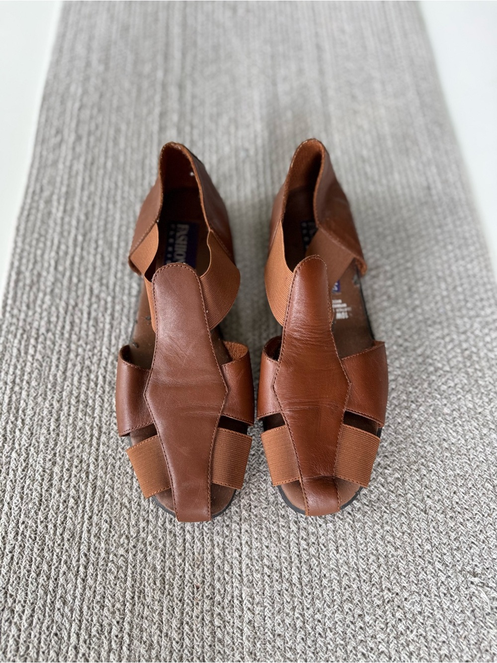Vintage 90’s Fashion Bug Brown Leather Woven Slip On Flats Sandals Sz 10 - Picture 7 of 7